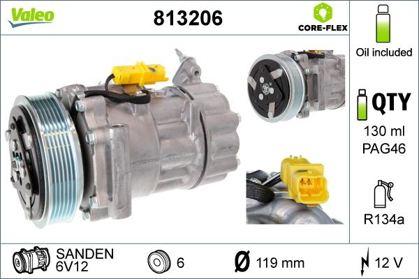 Valeo 813206 - Compresor, climatizare aaoparts.ro
