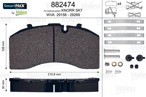 Valeo 882474 - Set placute frana,frana disc aaoparts.ro