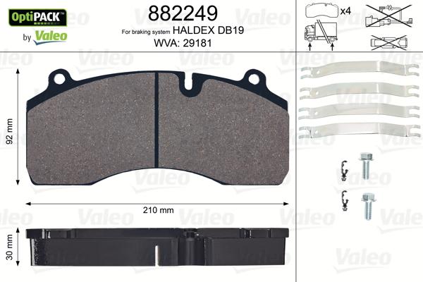 Valeo 882249 - Set placute frana,frana disc aaoparts.ro