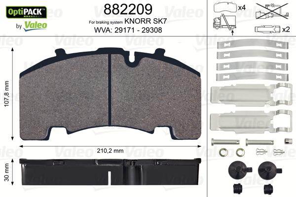 Valeo 882209 - Set placute frana,frana disc aaoparts.ro