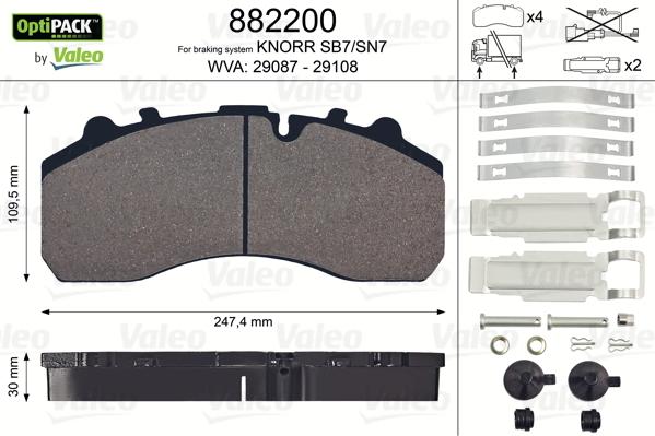 Valeo 882200 - Set placute frana,frana disc aaoparts.ro