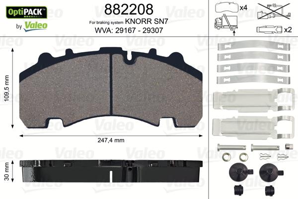 Valeo 882208 - Set placute frana,frana disc aaoparts.ro