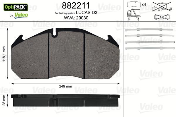 Valeo 882211 - Set placute frana,frana disc aaoparts.ro