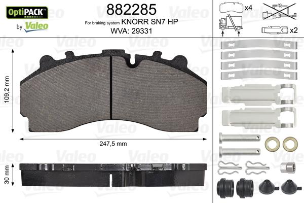 Valeo 882285 - Set placute frana,frana disc aaoparts.ro