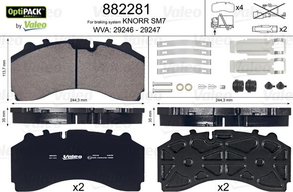 Valeo 882281 - Set placute frana,frana disc aaoparts.ro