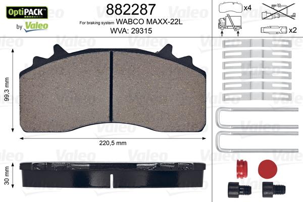 Valeo 882287 - Set placute frana,frana disc aaoparts.ro