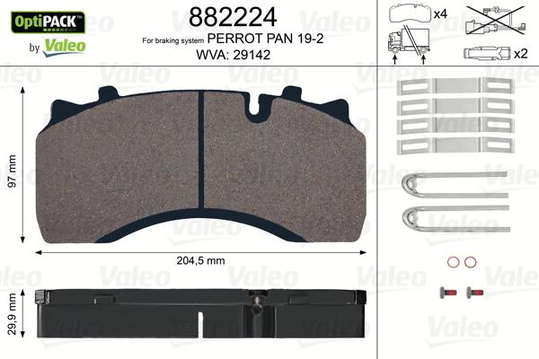 Valeo 882224 - Set placute frana,frana disc aaoparts.ro