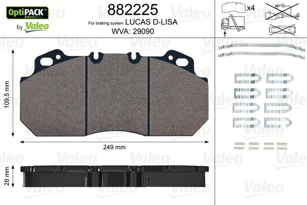 Valeo 882225 - Set placute frana,frana disc aaoparts.ro