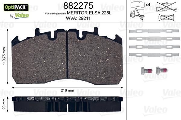 Valeo 882275 - Set placute frana,frana disc aaoparts.ro