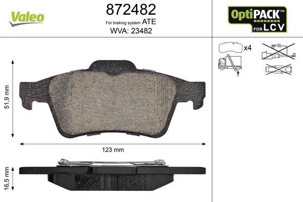 Valeo 872482 - Set placute frana,frana disc aaoparts.ro