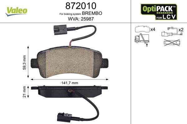 Valeo 872010 - Set placute frana,frana disc aaoparts.ro