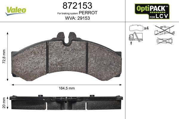 Valeo 872153 - Set placute frana,frana disc aaoparts.ro