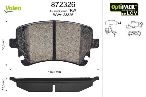 Valeo 872326 - Set placute frana,frana disc aaoparts.ro