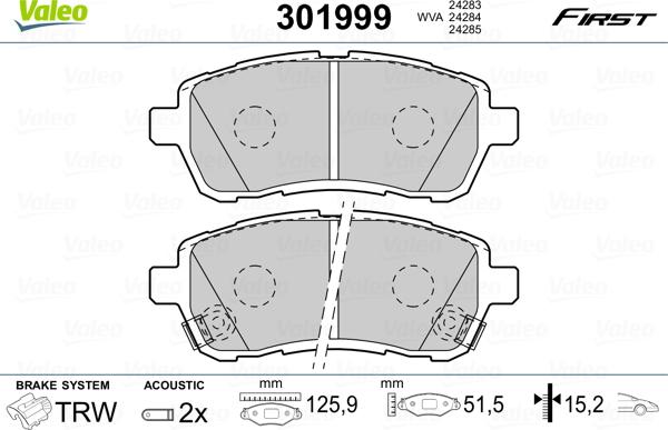 Valeo 301999 - Set placute frana,frana disc aaoparts.ro