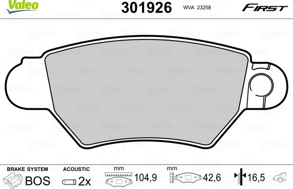 Valeo 301926 - Set placute frana,frana disc aaoparts.ro