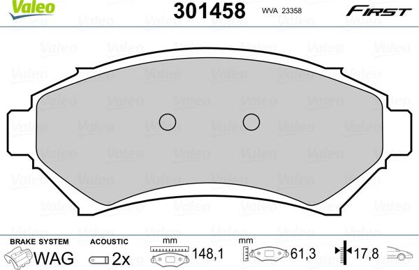 Valeo 301458 - Set placute frana,frana disc aaoparts.ro