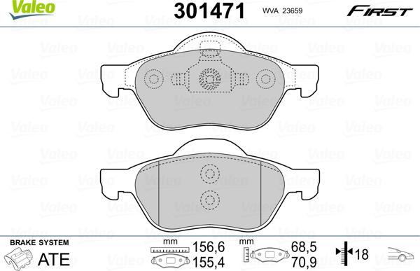 Valeo 301471 - Set placute frana,frana disc aaoparts.ro