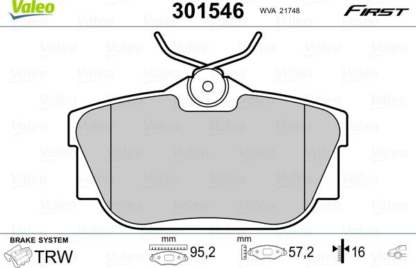 Valeo 301546 - Set placute frana,frana disc aaoparts.ro