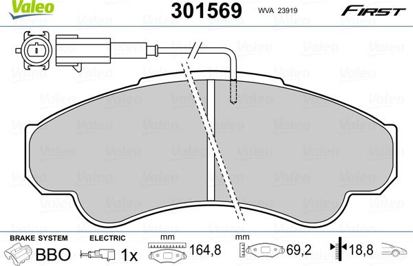 Valeo 301569 - Set placute frana,frana disc aaoparts.ro