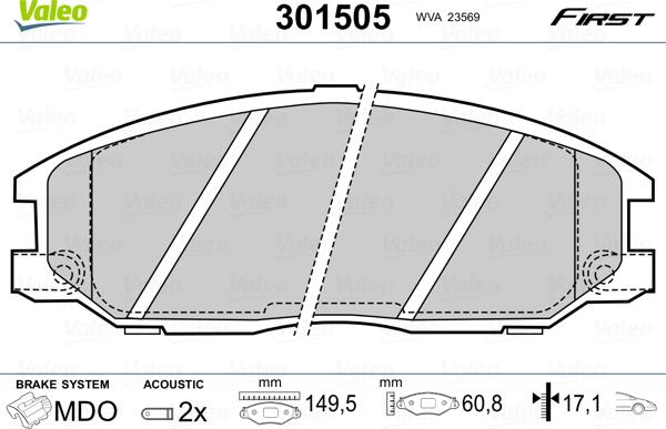 Valeo 301505 - Set placute frana,frana disc aaoparts.ro