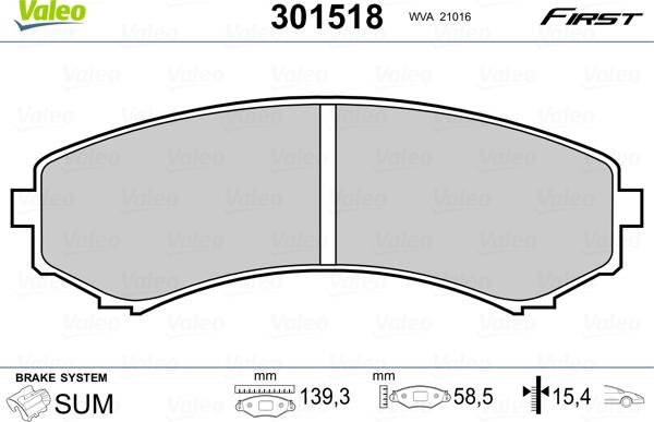 Valeo 301518 - Set placute frana,frana disc aaoparts.ro