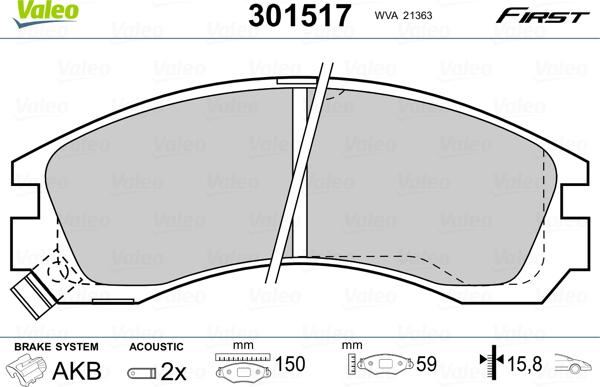 Valeo 301517 - Set placute frana,frana disc aaoparts.ro