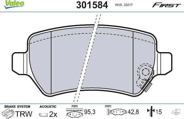 Valeo 301584 - Set placute frana,frana disc aaoparts.ro