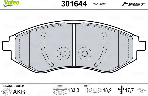 Valeo 301644 - Set placute frana,frana disc aaoparts.ro