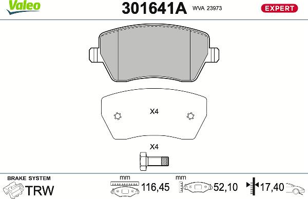 VALEO 301641A - Set placute frana,frana disc aaoparts.ro