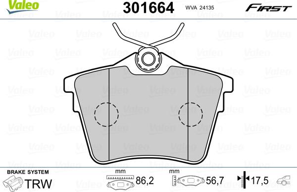 Valeo 301664 - Set placute frana,frana disc aaoparts.ro