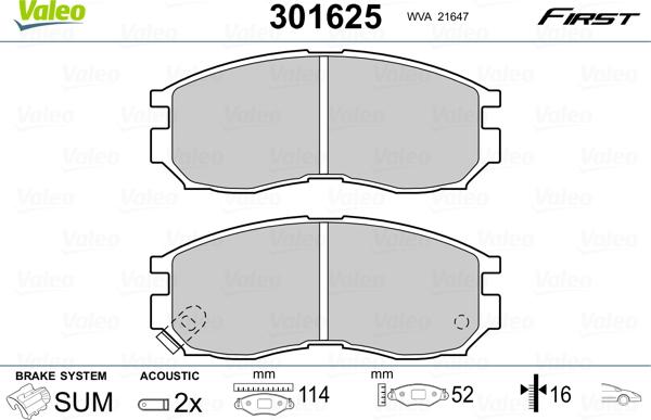 Valeo 301625 - Set placute frana,frana disc aaoparts.ro