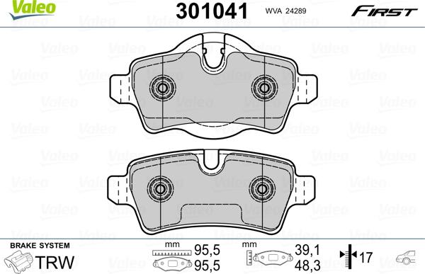 Valeo 301041 - Set placute frana,frana disc aaoparts.ro