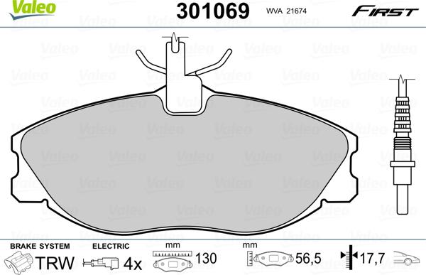 Valeo 301069 - Set placute frana,frana disc aaoparts.ro