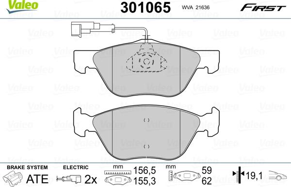 Valeo 301065 - Set placute frana,frana disc aaoparts.ro