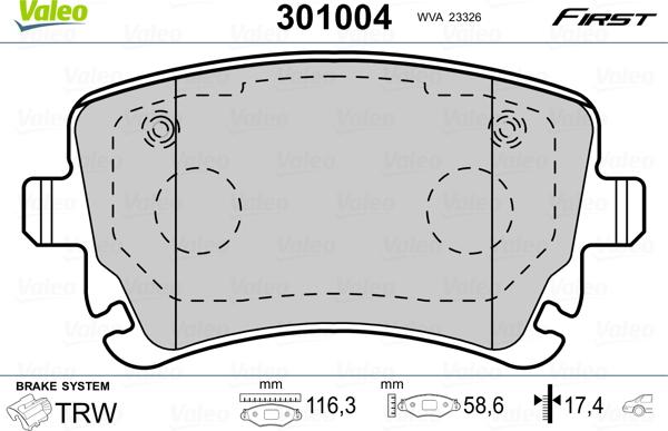 Valeo 301004 - Set placute frana,frana disc aaoparts.ro