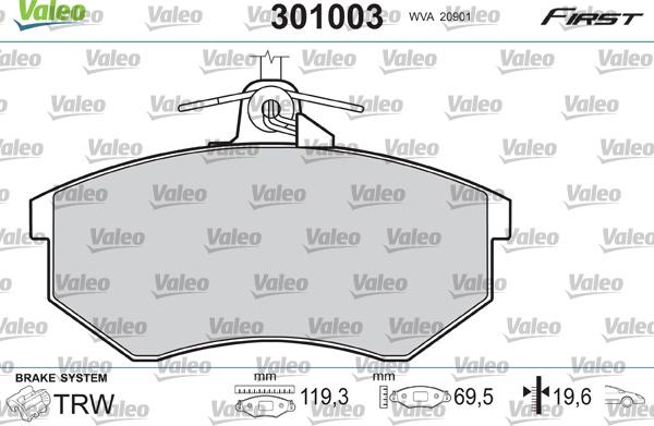 Valeo 301003 - Set placute frana,frana disc aaoparts.ro