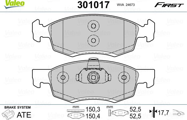 VALEO 301017 - Set placute frana,frana disc aaoparts.ro