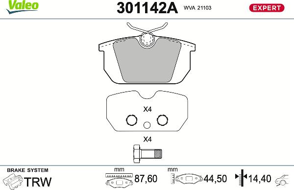 VALEO 301142A - Set placute frana,frana disc aaoparts.ro