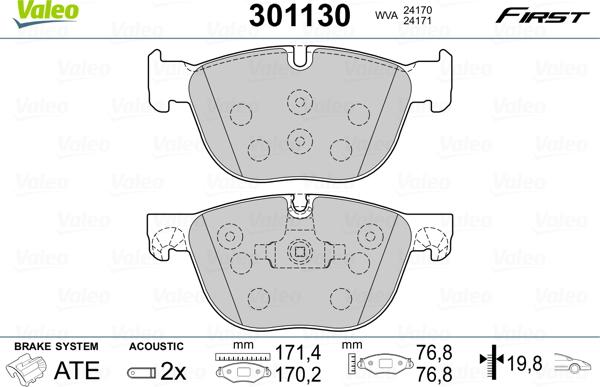 Valeo 301130 - Set placute frana,frana disc aaoparts.ro