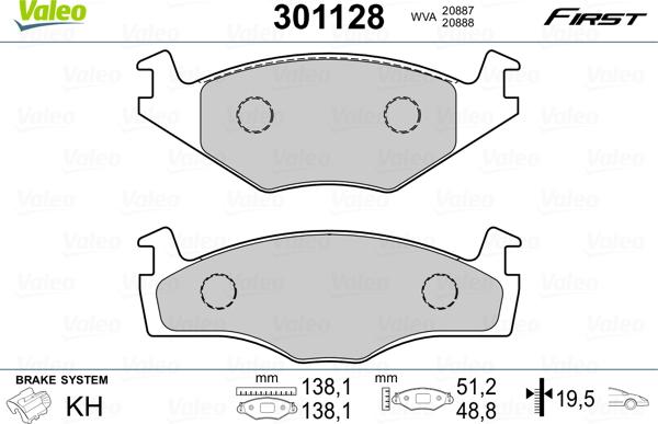 VALEO 301128 - Set placute frana,frana disc aaoparts.ro