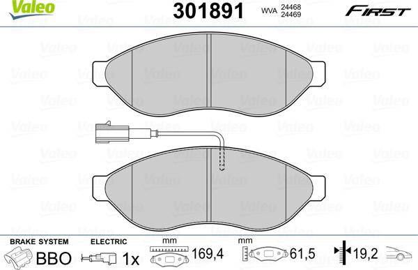 Valeo 301891 - Set placute frana,frana disc aaoparts.ro