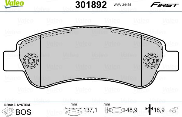 Valeo 301892 - Set placute frana,frana disc aaoparts.ro