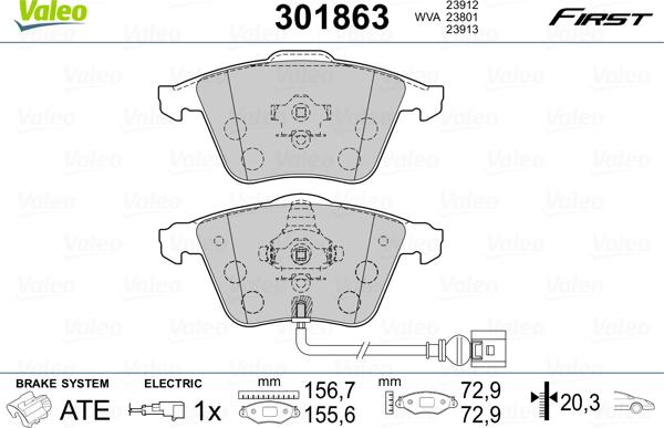 Valeo 301863 - Set placute frana,frana disc aaoparts.ro