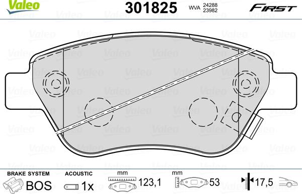 Valeo 301825 - Set placute frana,frana disc aaoparts.ro