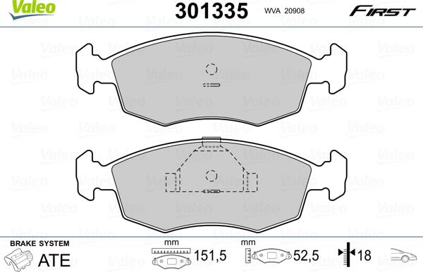VALEO 301335 - Set placute frana,frana disc aaoparts.ro