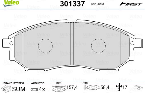 Valeo 301337 - Set placute frana,frana disc aaoparts.ro