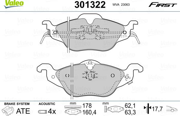 Valeo 301322 - Set placute frana,frana disc aaoparts.ro