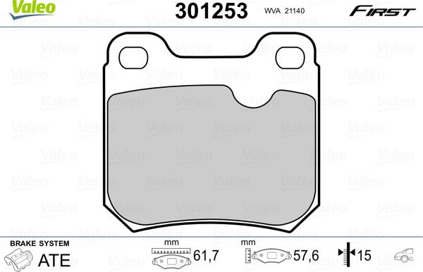 Valeo 301253 - Set placute frana,frana disc aaoparts.ro
