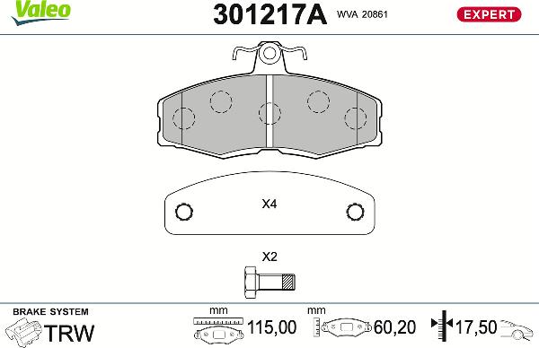 VALEO 301217A - Set placute frana,frana disc aaoparts.ro
