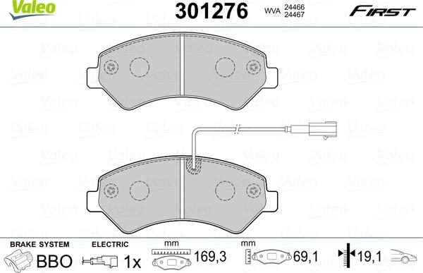 Valeo 301276 - Set placute frana,frana disc aaoparts.ro